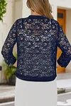 Floral Lace Open Front Cardigan, Versatile 3/4 Sleeve Cardigan For Spring & Fall, Women's Clothing