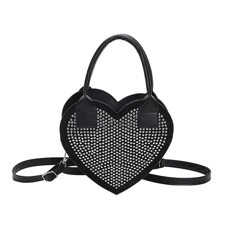 Love Heart-Shaped Crossbody Bag Fashion Diamonds Lady Coin Purse Casual for Work-Annaletters