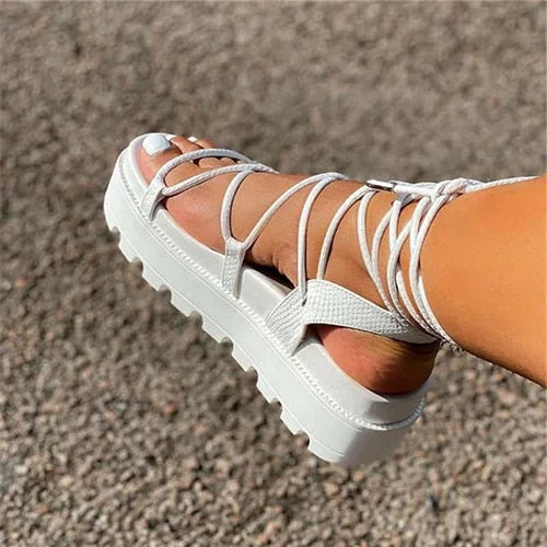 Nigikala Nigikala Women Summer Sexy Wedge Platform Sandals Female Casual INS Heel Shoes Cross Straps Shoes Ladies Fashion Outdoor Footwear 1127-0