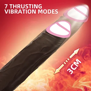 Brown Dildo Heating Automatic Telescopic Shaking Realistic Penis Vibrator