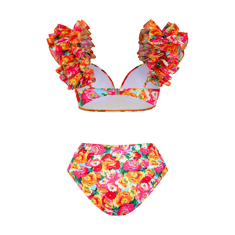 Pui flower peplum swimsuit 水着 pui 水着 flower peplum swimsuit