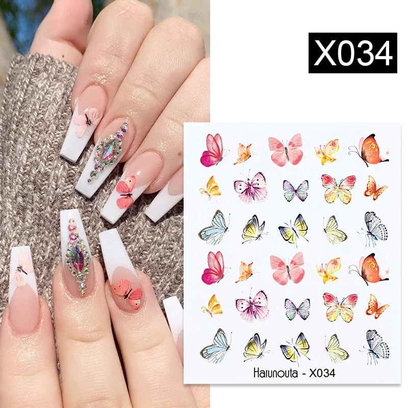 1Pc Spring Water Nail Decal And Sticker Flower Leaf Tree Green Simple Summer DIY Slider For Manicuring Nail Art Watermark