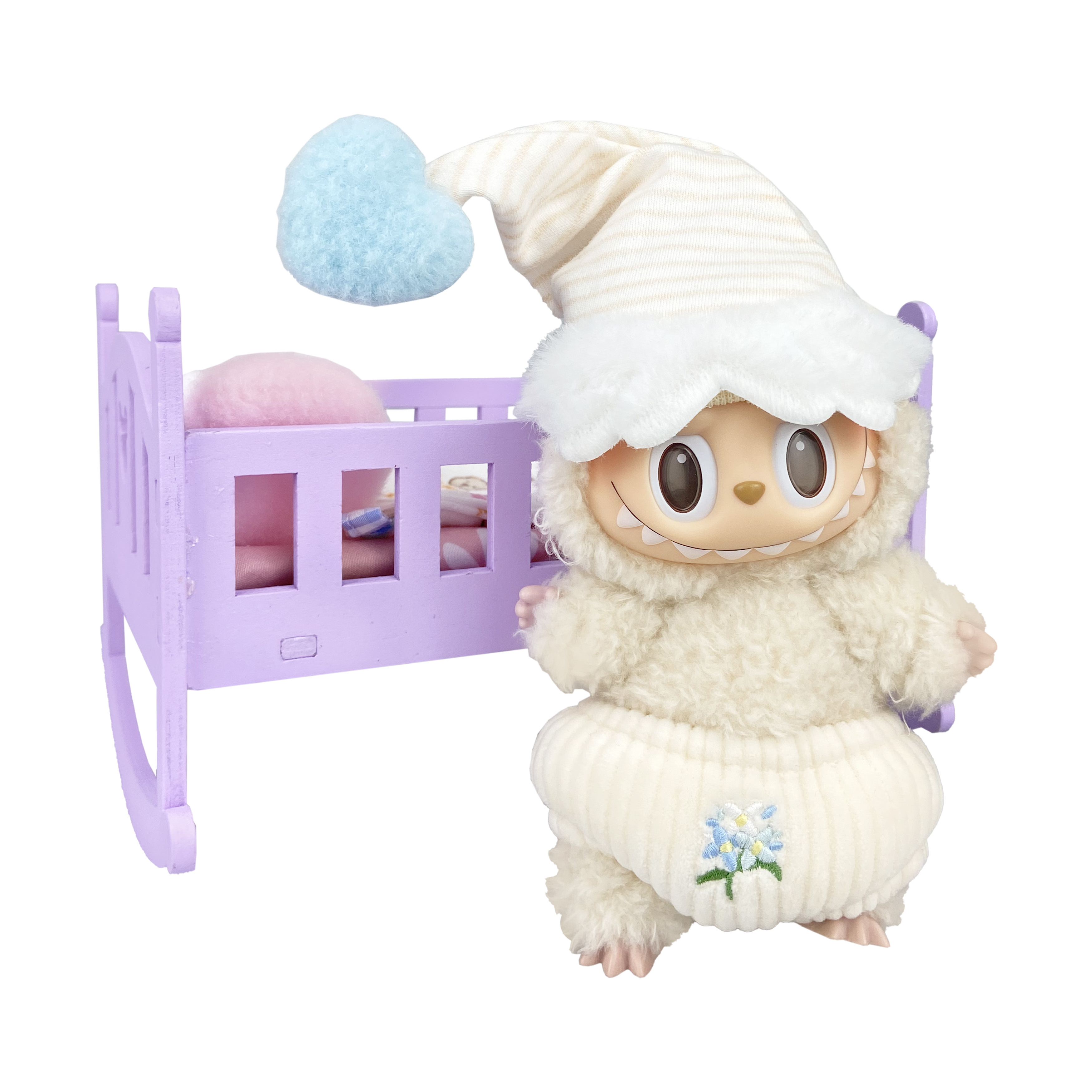 [Modified Doll]   Labubu THEMONSTERS Heartbeat Macaron Collection, Vinyl 1.0 Good Night's Bed, Cute Blister Packs 17cm