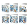 6Pcs Diamond Painting Animal and Flower Handmade Card Wish Greeting Cards