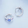 925 Silver Purple Zircon Heart Stud Earrings 