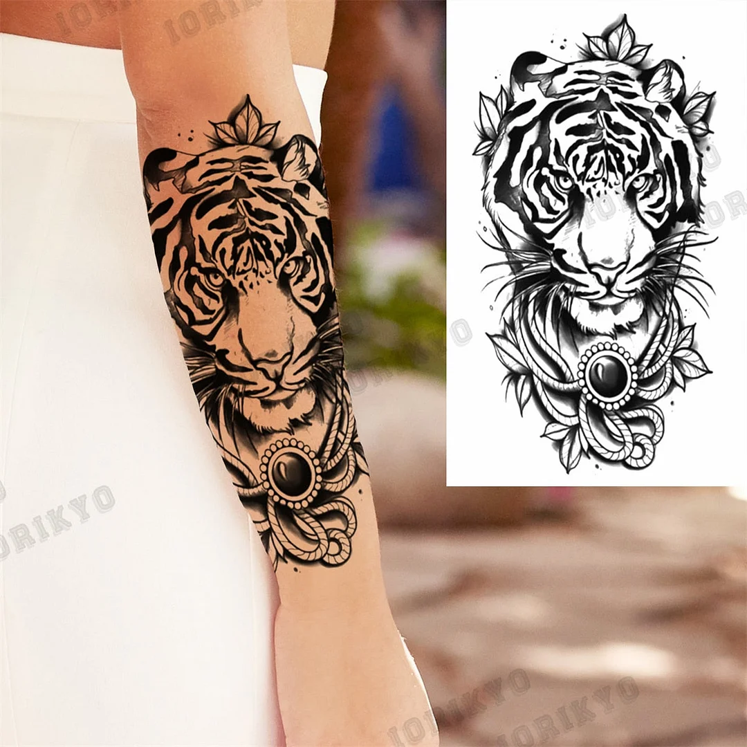 3D Skull Rose Flower Temporary Tattoos For Women Men Geometry Tiger Compass Mandala Fake Tattoo Washable Body Art Painting Tatoo