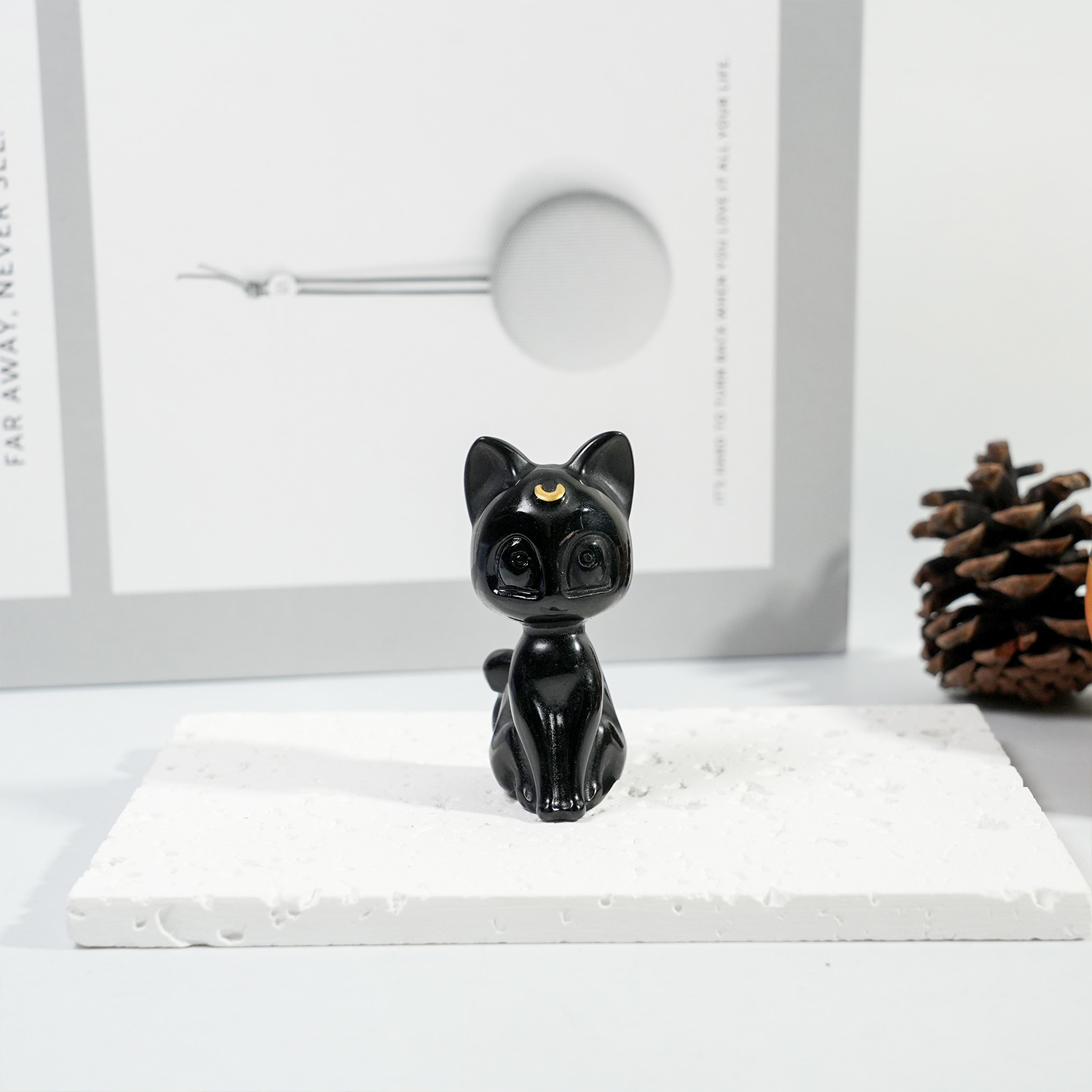 Mini Black Obsidian Luna Cat