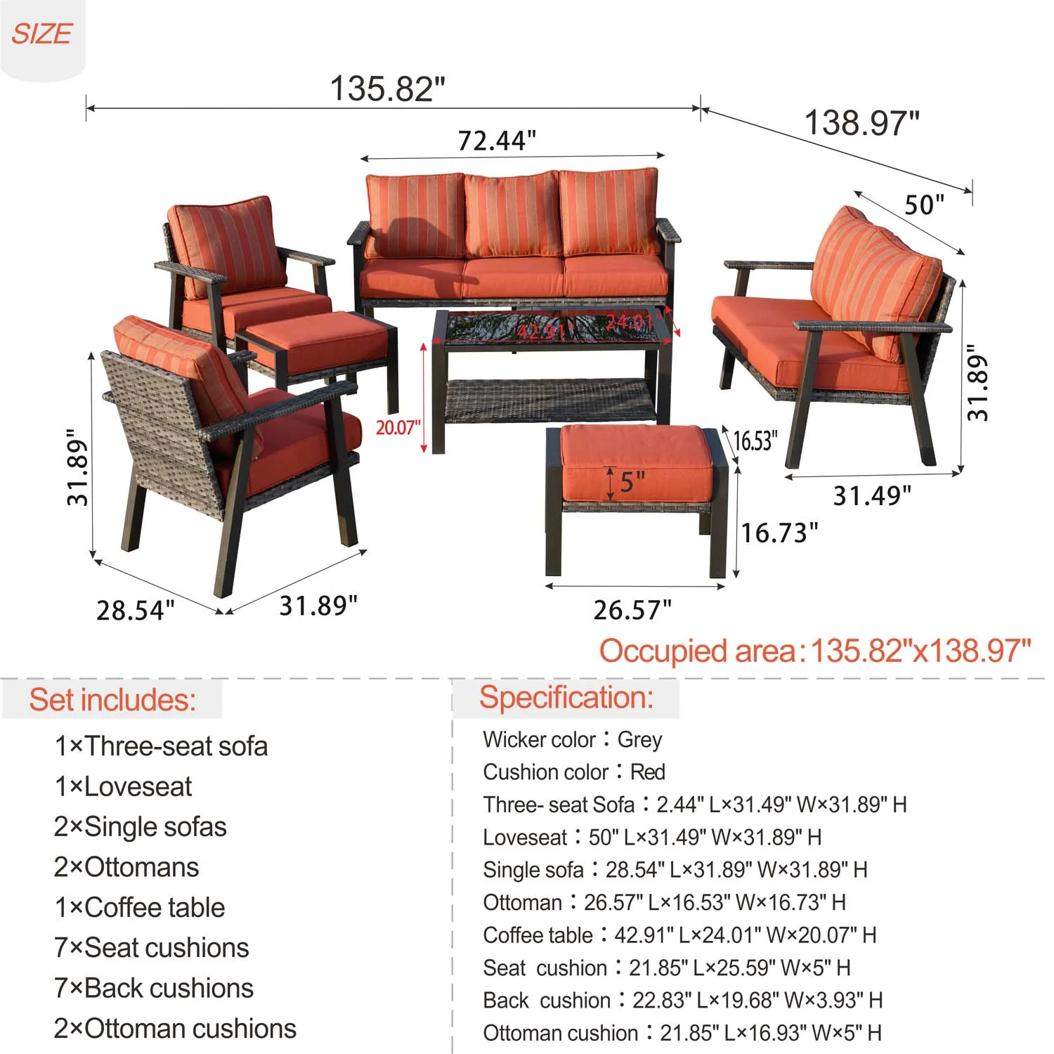 Ovios Outdoor furniture 7 Piece