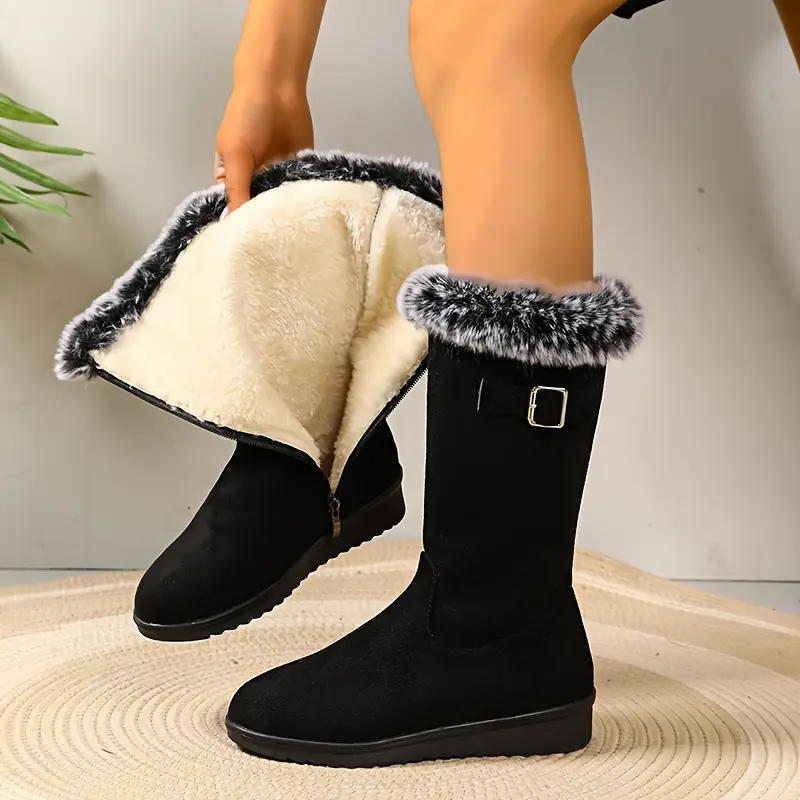 Women's Winter Boots - Slip-Resistant PU Lining, Lining - Black - Cooling Weather Boots for Casual and Formal Shoes - Shoes, Women's Winter Boots, Formal Cold Weather Boots, Fashion Shoes, Plush Lining, Durable Soles 1