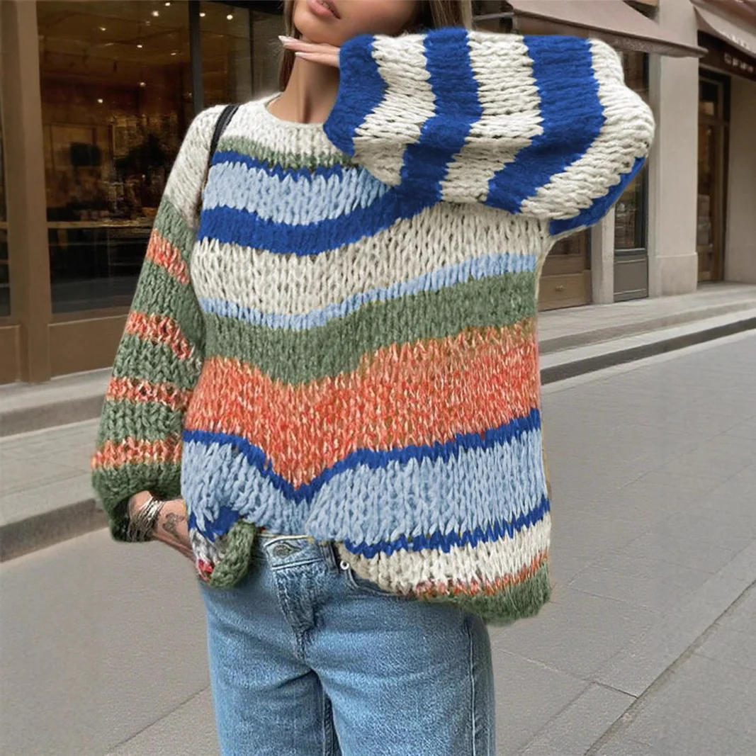 Athvotar Athvotar And Winter New Loose Simple Round Collar Knitted Knitted Christmas Sweater