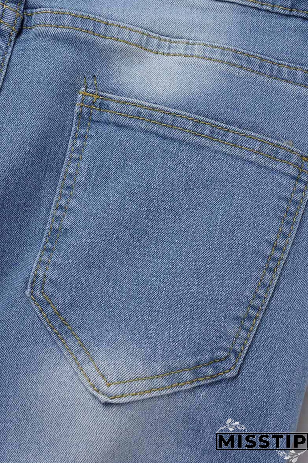 Black Fashion Casual Solid Patchwork High Waist Skinny Denim Jeans