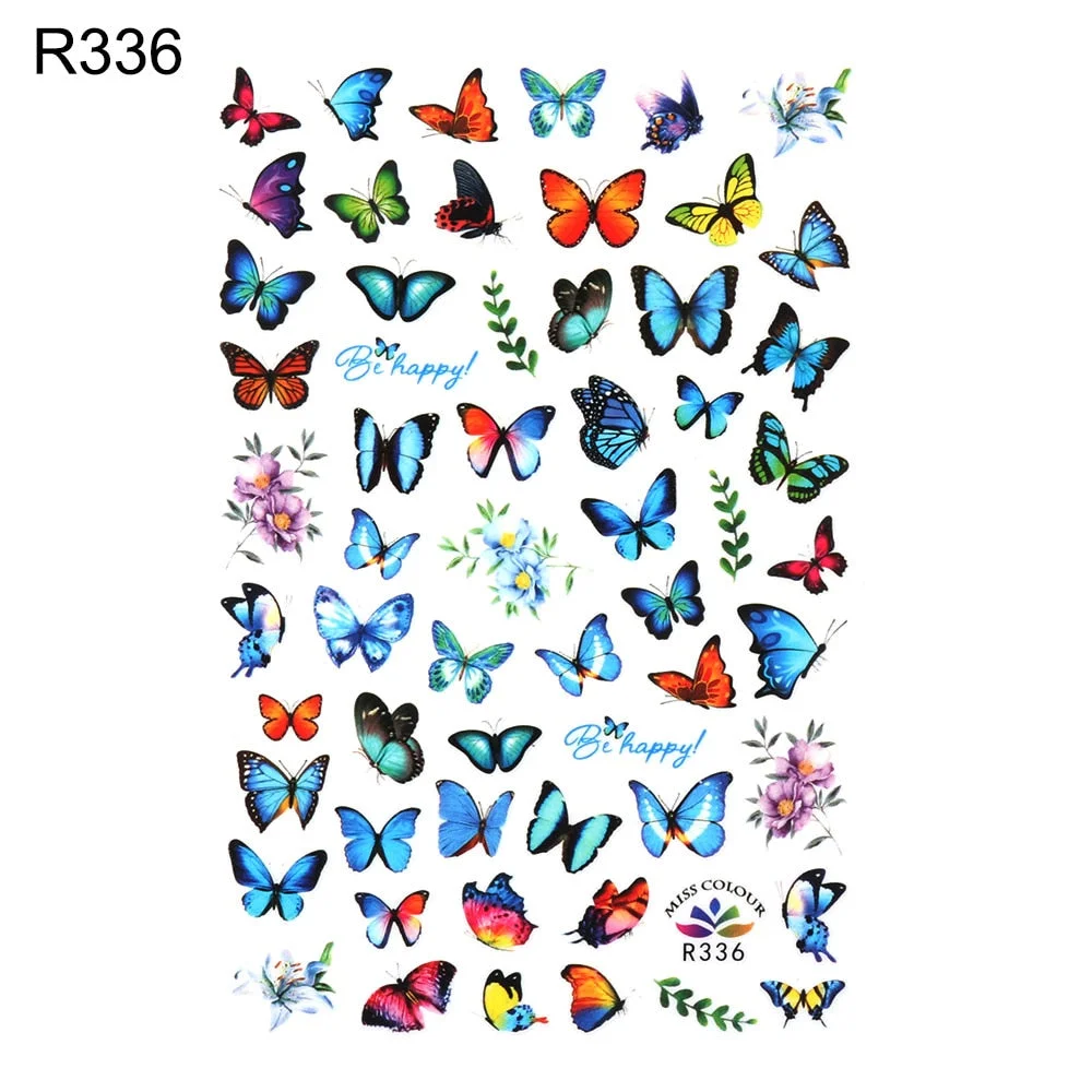 1pcs Holographic 3D Butterfly Designs Sticker Nail Decal DIY Slider for Manicure Nail Art Watermark Manicure Decoration-Nail Inspo