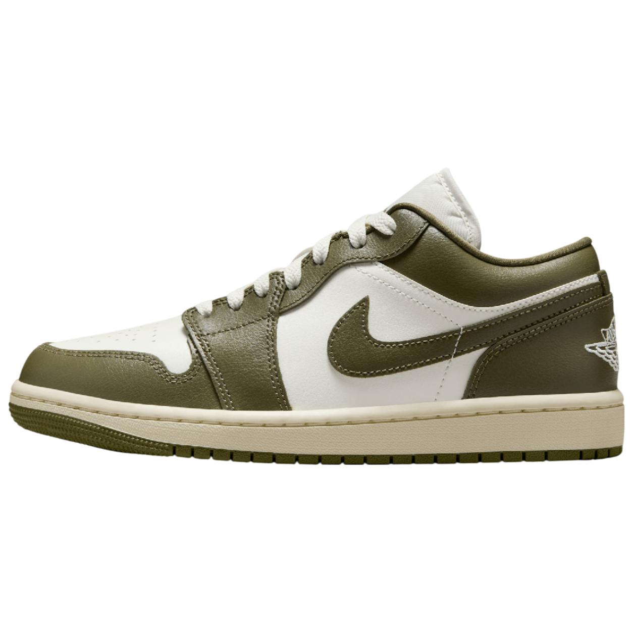 Jordan Air Jordan 1 Anti Slip Wear Resistant Low Top Vintage Basketball Shoes Unisex White Green