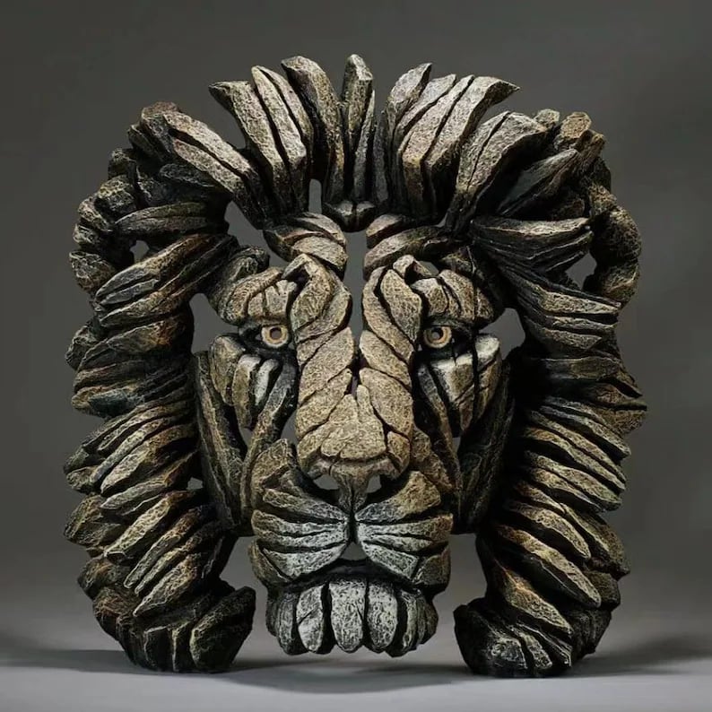 Contemporary Wooden African Animal Sculpture for Home Decor  Lion