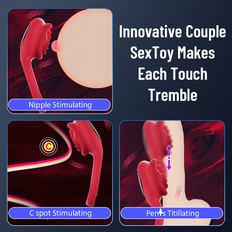 Elegant Rose-Shaped Clit Stimulator and Vibrating Cock Ring for Couples