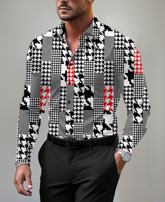Business Polka Dots Colorblock Long Sleeve Shirt