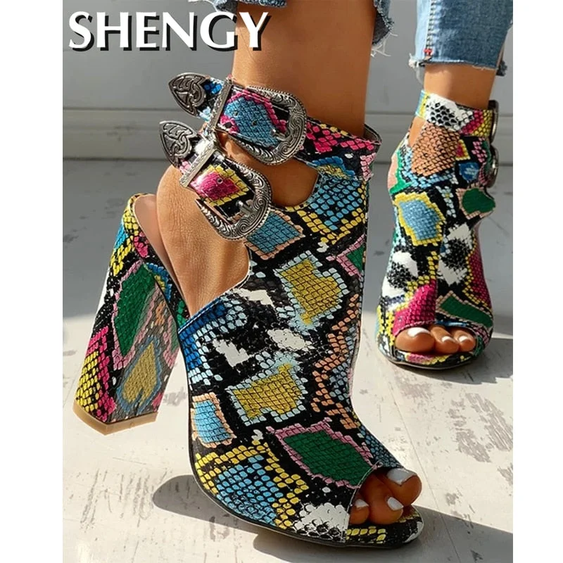 2020 SHENGY Nightclub Spring Serpentine High Heels Women Fashion High Heels 10cm Heels Platform Sandals Party Wedding Shoes