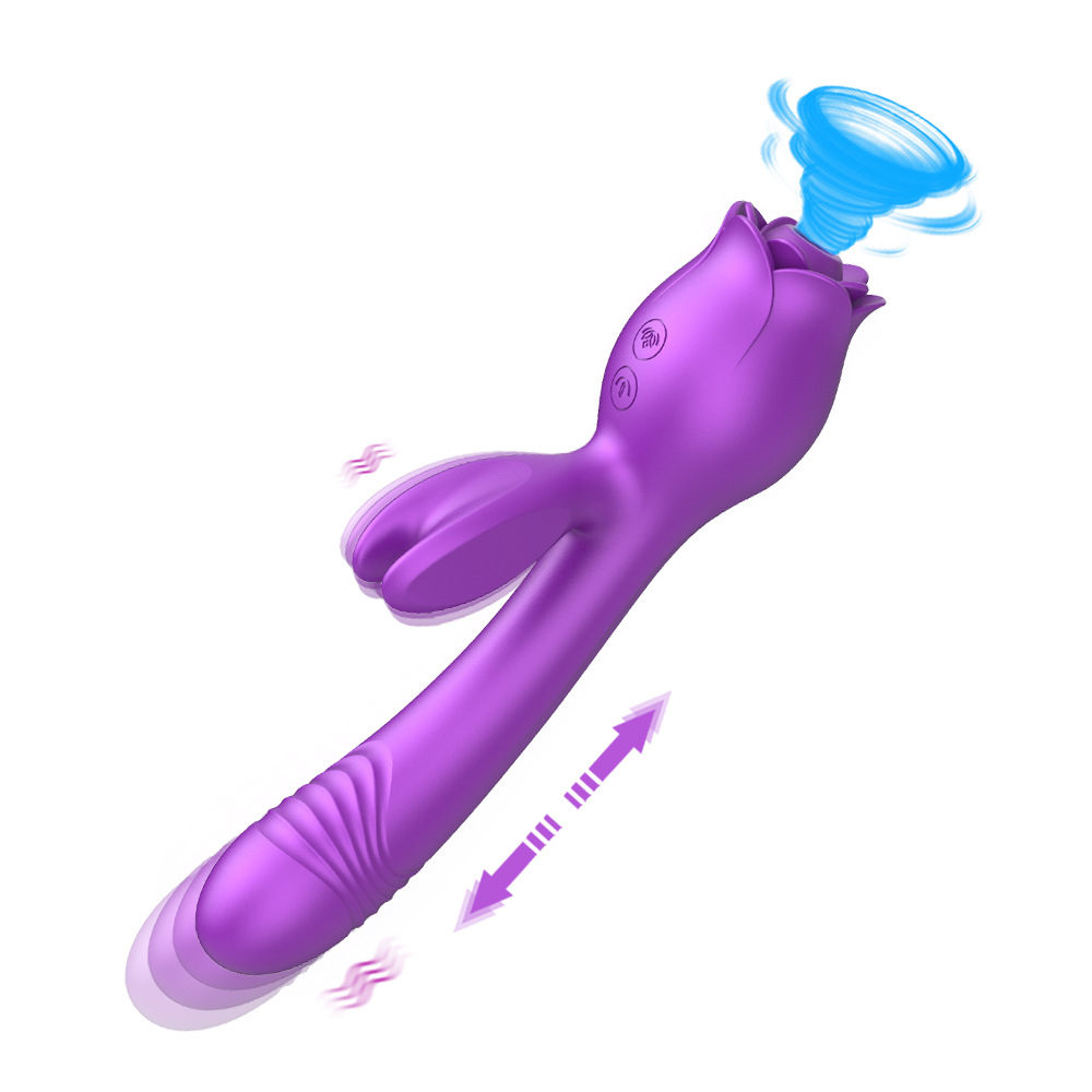 Bunny Rose 3-i-1 klitorissuging og skyvevibrator