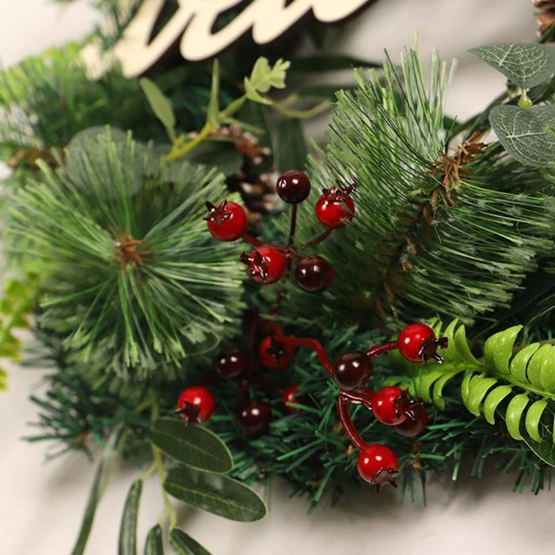 18 Inch Christmas Door Wreath With Sign LED Light For Wedding Party Wall Decor