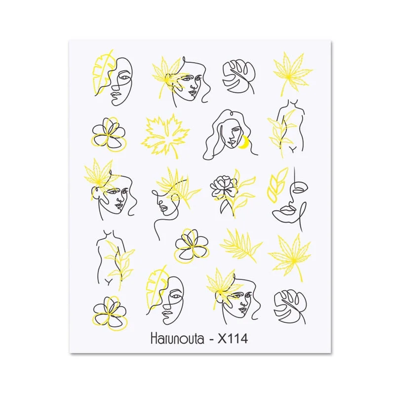 1PC 3D Nail Sticker Stick Figure Woman Face Pattern Special Transfer Picture Flowers Sliders Sticker DIY Nail Art Decoration