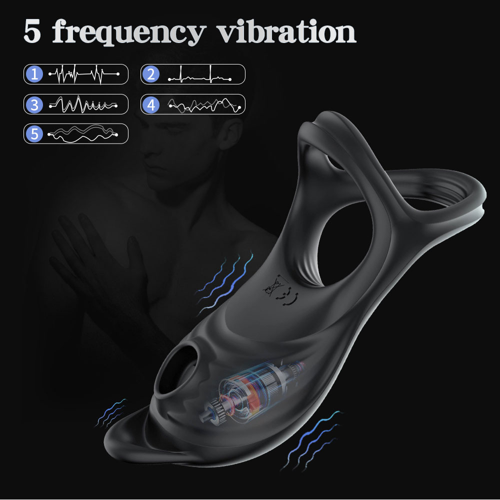 5 Frequency G-spot Sucking Vibrating Penis Ring Clitoris Stimulation Cock Ring
