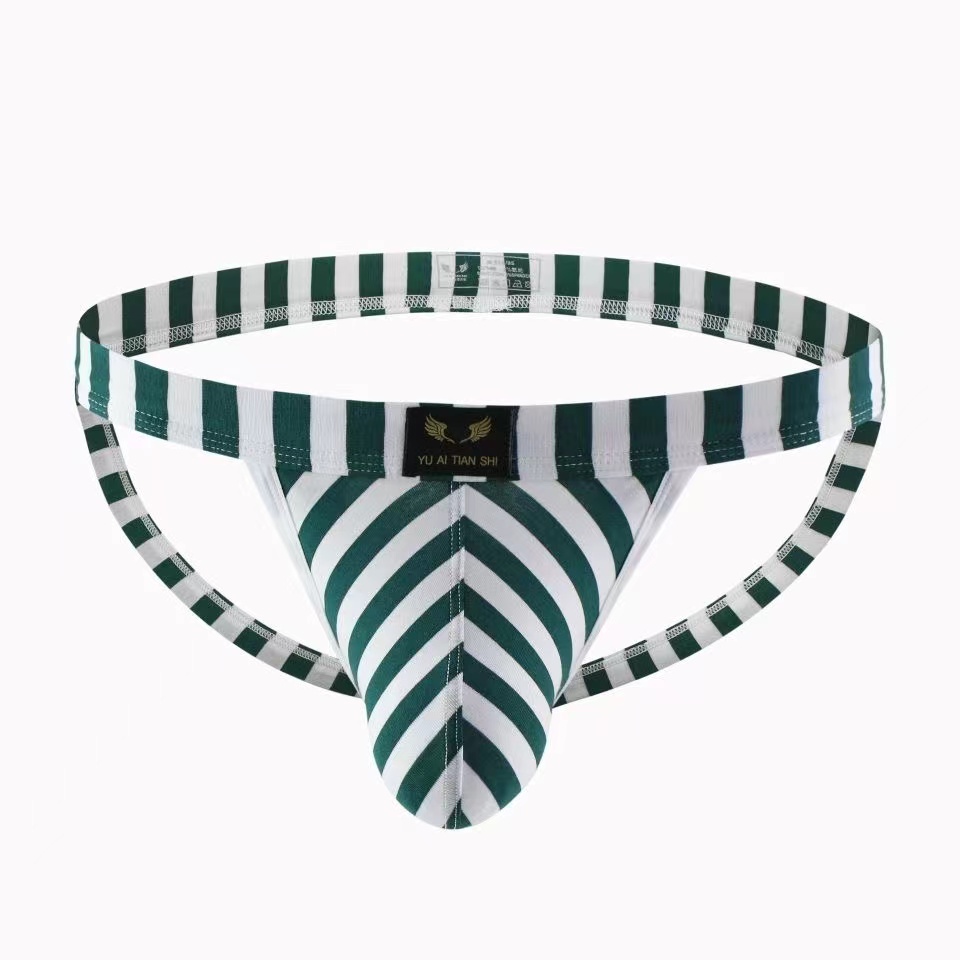 Men's Striped Bikini Thong