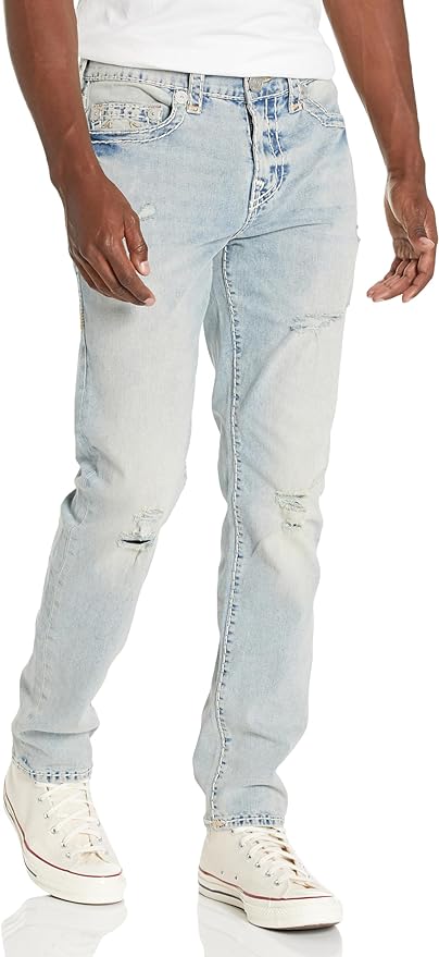 True Religion Brand Jeans Men's Rocco Super T Skinny Jean, Light Lynx