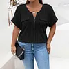 Gioiacombo&trade; T-shirt a maniche corte con zip taglie forti da donna