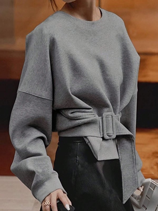 Bow Round Neck Long Sleeve Sweatshirt main image 1