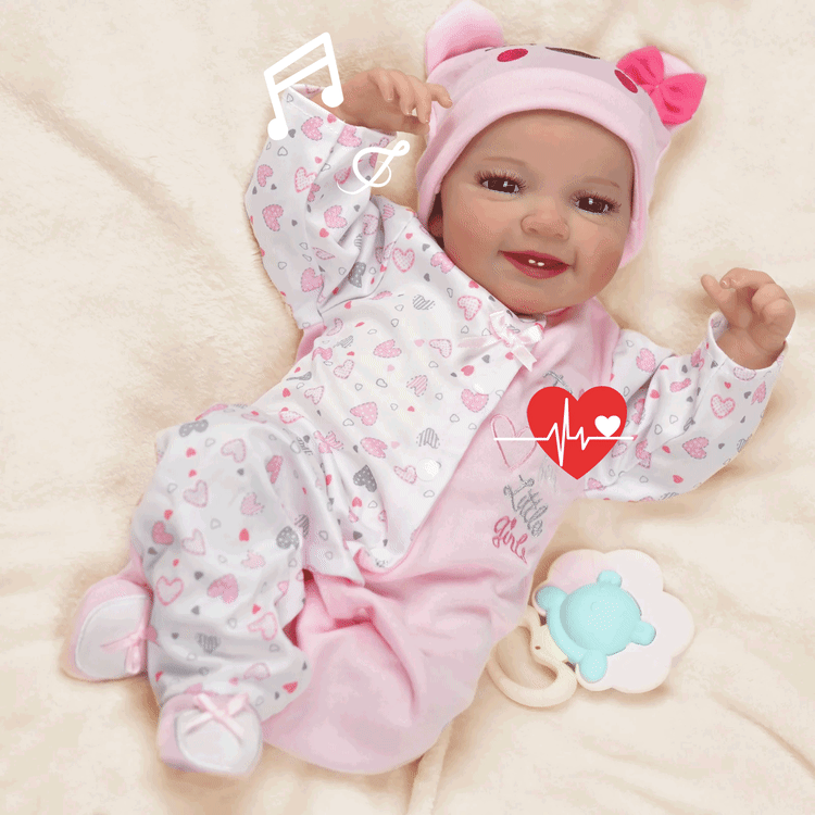Babeside Smiling Reborn Baby Leen 20'' Little Infant Girl Best Gift for Kids with Heartbeat Coos and Breath