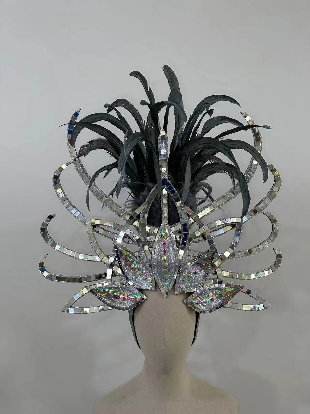 VCSHOES Feather Headdress Samba Costume Carnival Halloween Party Bar Performance Hat Makeup Dance Wings Parade