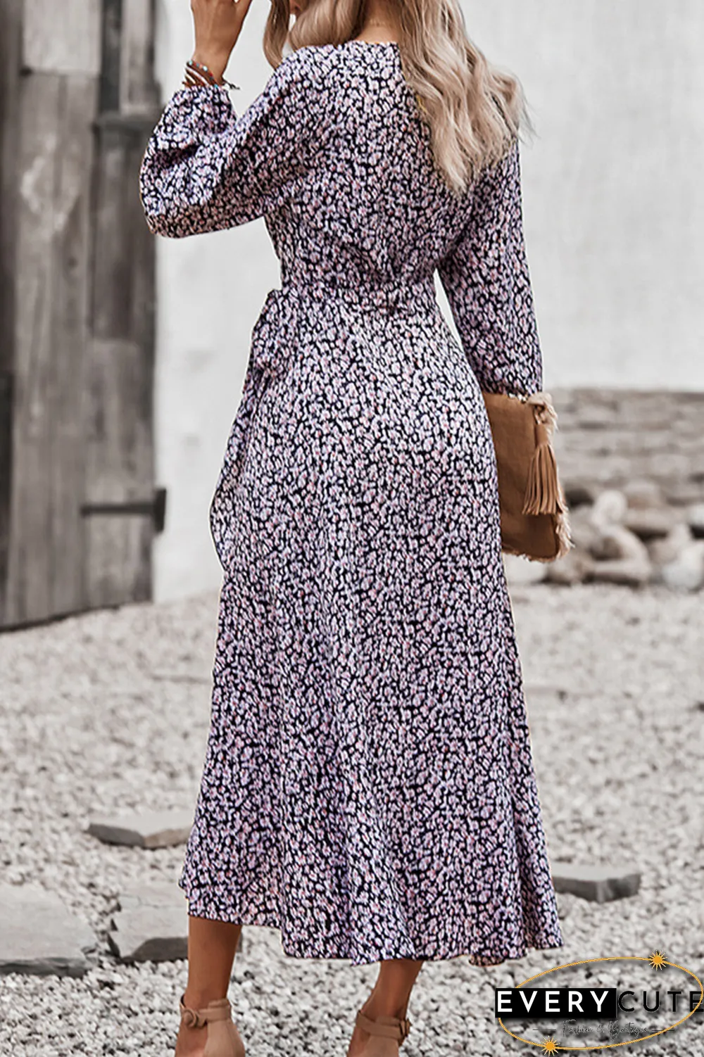 Elegant Floral Flounce Strap Design V Neck A Line Dresses(5 colors)