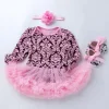 Baby Girls Jumpsuits Autumn Floral Mesh Tutu Baptism Christmas Dresses 3Pcs