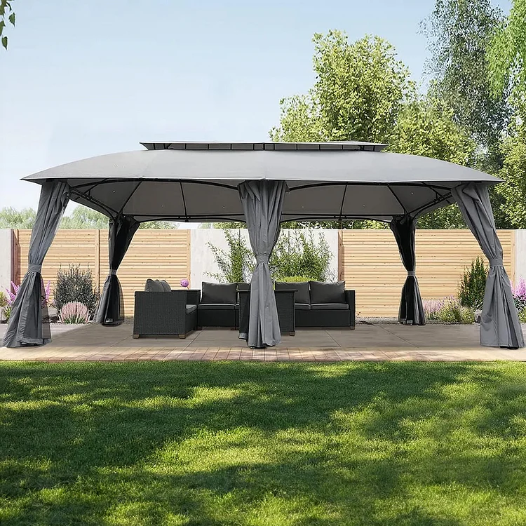 GRAND PATIO 13'x20' Gazebo for Patio Double Vent Canopy with Netting