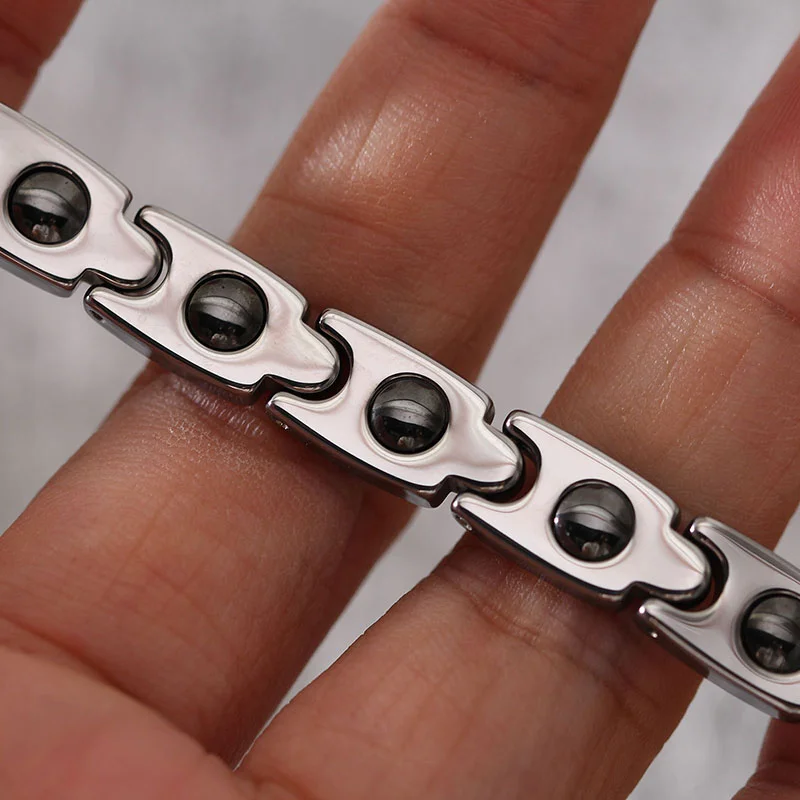 Women's Or Men's Unisex Personalised Tungsten Carbide 19cm Long Hologram Energy Bracelet Fashion Link Chain Jewelry Gifts For Mens And Womens