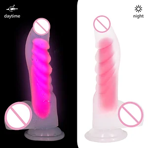 Pink Angel Liquid Silicone Luminous Dildo With Suction Cup