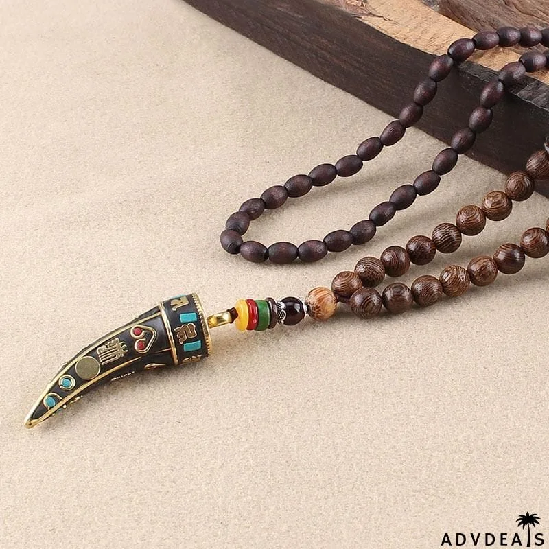Fabulous Design Ethnic Horn Shaped Pendant Beaded Necklace