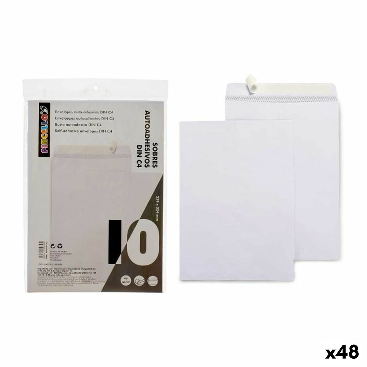 Envelopes Pincello White Paper 23 x 1 x 32,5 cm 229 x 324 mm 10 Pieces (48 Units)