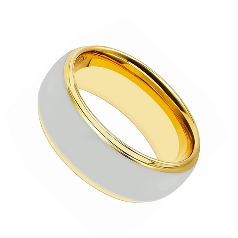 4MM 6MM 8MM 10MM Silver Glossy Tungsten Wedding Band Gold Step Edge Polished