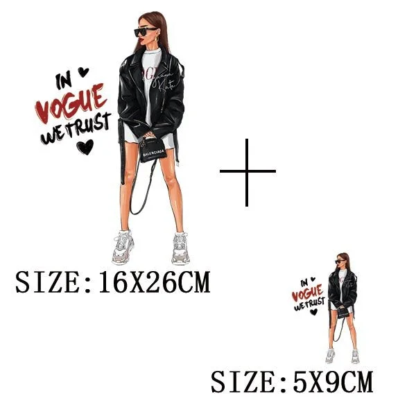 Pretty Girls Thermal Sticker On T-shirt DIY Washable Iron On Transfers For Clothing Fashion Design Appliqued On Clothes Patches