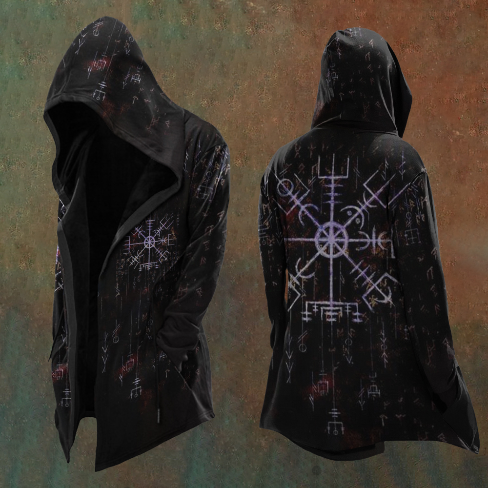 Men'S Vintage Viking Totem Art Hooded Jacket