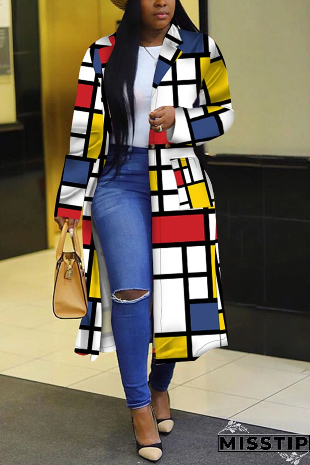 Black Purple Street Print Outerwear