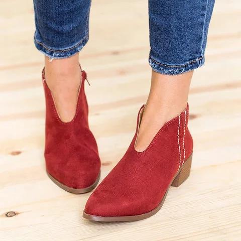 V-Cut Ankle Boots for Women