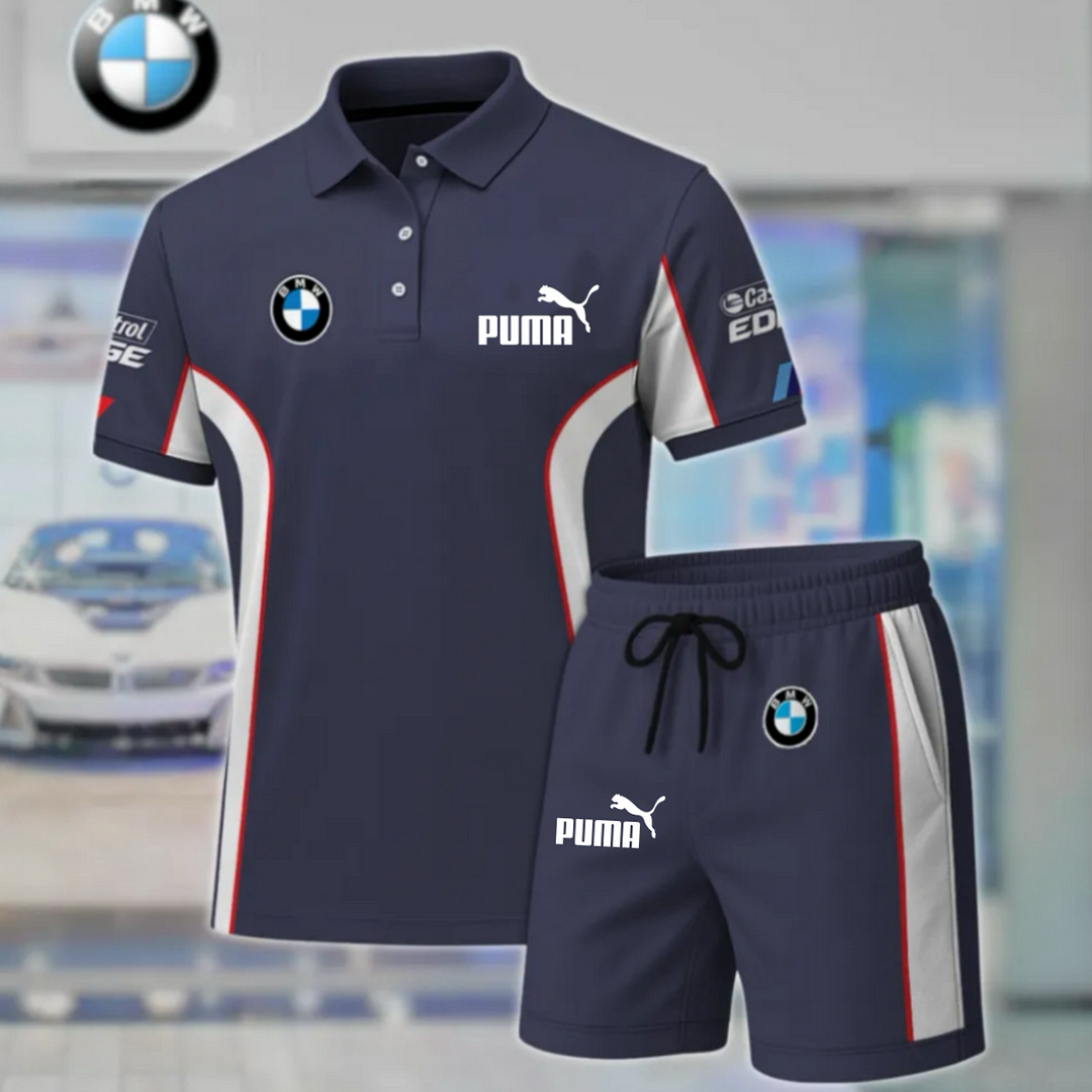 PUMA® in BMW® –Új, kétrészes, lezser férfi öltöny pólógallérral (felső + nadrág)
