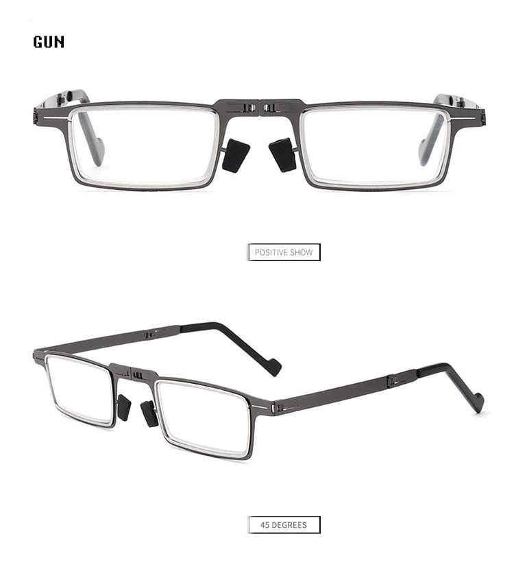 Portable Foldable Reading Glasses Blue Light Blocking  Eyeglasses Square Frame For Women Men Eyestrain Readers Glasses With Case