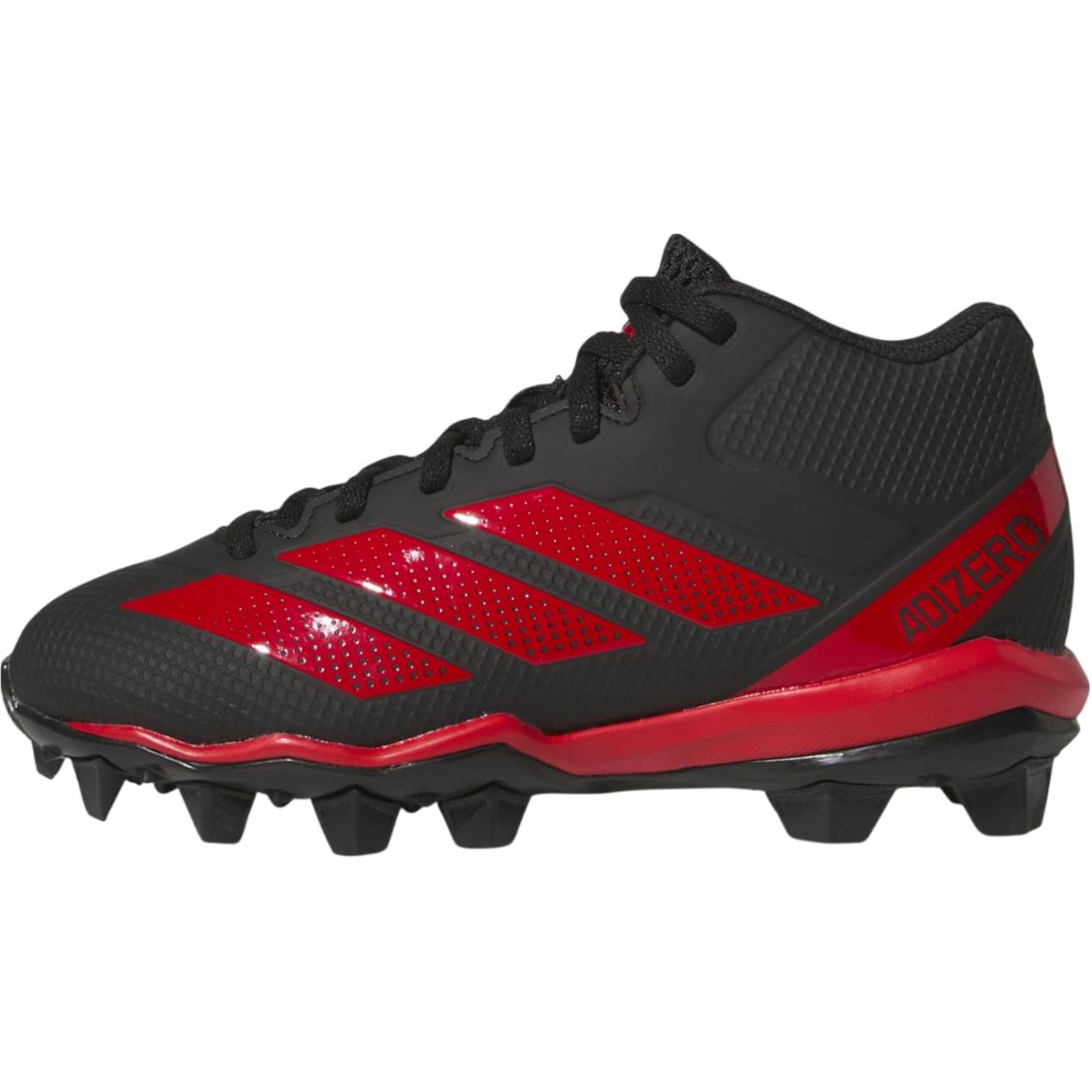 Adidas ADIZERO IMPACT.2 Anti Slip Wear Resistant Mid Top Kids' Soccer Shoes Core Black/Team Power Red Teenagers