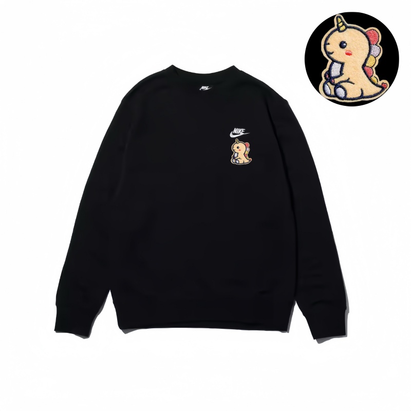 Nike Logo Long Sleeved Crew Neck Casual Sweatshirt Unisex Black