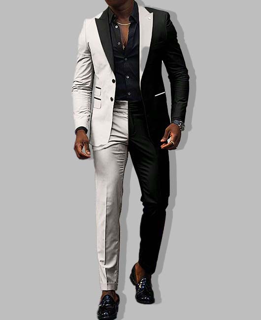 Business Colorblock Single Breasted Blazer & Pant 2Pcs Set