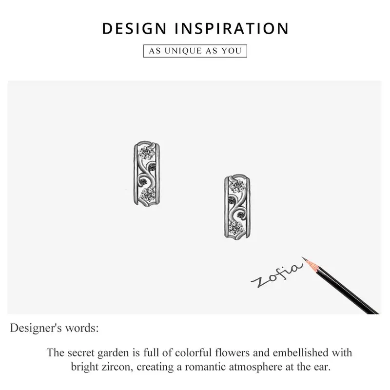 sterling 925 silver hypoallergenic ear jewelry flower pattern shiny zircon inlaid hoop earrings elegant simple style trendy female gift details 2