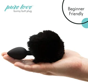 Pure Love Fluffy Bunny Tail, Silicone Anal Butt Plug, 3 Color, Adult Sex Toy